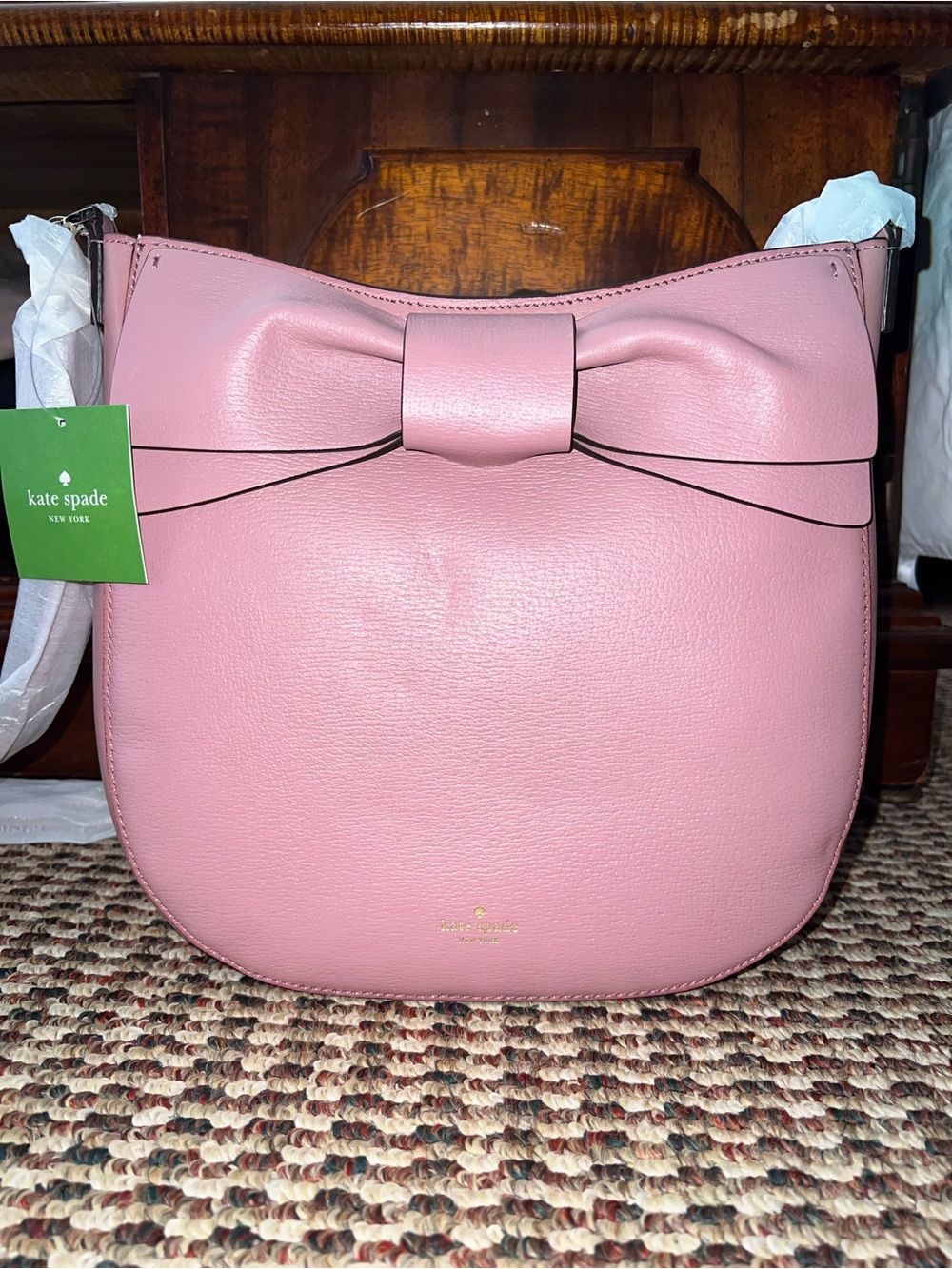 kate spade | olive drive robin | Pink Leather Bow Crossbody Bag